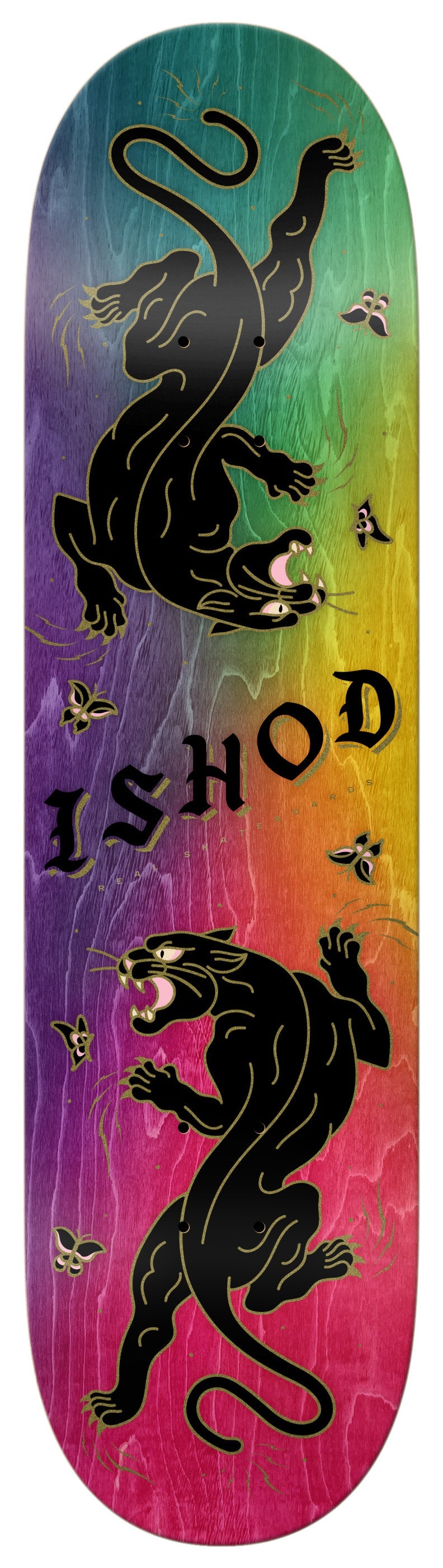 Real Skateboards Ishod Wair Cat Scratch Twin Tail Slick DBX Basalt Deck 8.25" Tie Dye