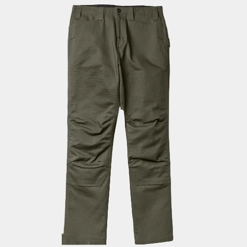 A pair of olive green tactical pants with a subtle textured pattern, shown flat against a solid white background.