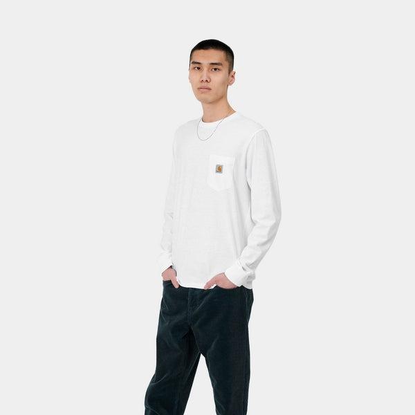 Carhartt WIP Long Sleeve Pocket T-Shirt White-Black Sheep Skate Shop