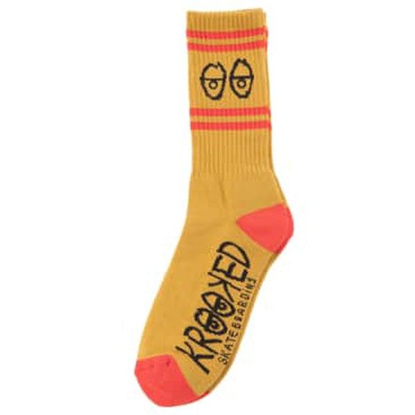 Krooked Big Eyes Crew Socks Gold - Red - Black-Black Sheep Skate Shop