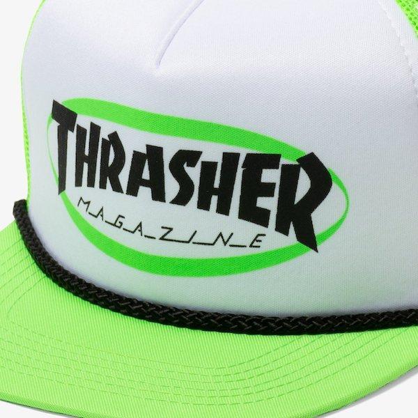 Thrasher Ellipse Logo Trucker Rope Snapback Hat Green-Black Sheep Skate Shop