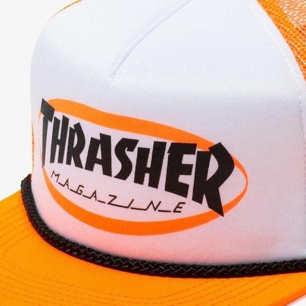 Thrasher Ellipse Logo Trucker Rope Snapback Hat Orange-Black Sheep Skate Shop