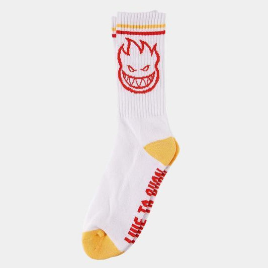 Spitfire Bighead Crew Socks White - Yellow - Red-Black Sheep Skate Shop