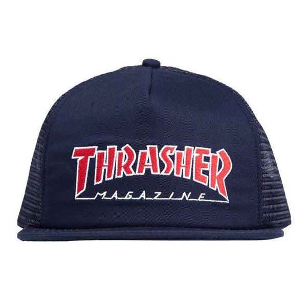 Thrasher Embroidered Outlined Logo Mesh Snapback Hat Navy-Black Sheep Skate Shop