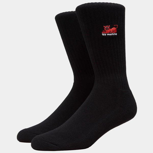 Toy Machine Embroidered Devil Cat Sock Black-Black Sheep Skate Shop